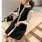 Color Block Sweater Dress Black - One Size