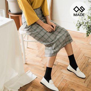 Plus Size Plaid H-line Midi Skirt