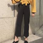 Ring-accent Straight Cut Cropped Pants