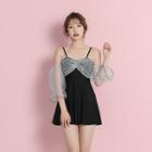 Sheer Panel Swim Dress / Pouch / Set