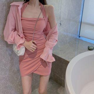 Sleeveless Halter Mini Sheath Dress / Shirt