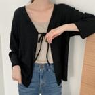 Plus Size Tie-front Ribbed Cardigan