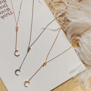 Rhinestone Moon & Star Pendant Choker