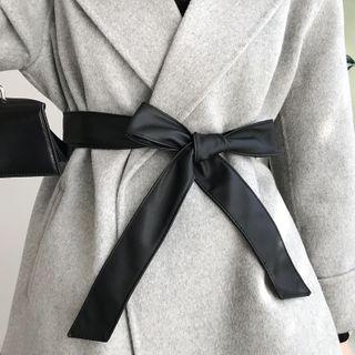 Bow Faux Leather Belt Black - One Size