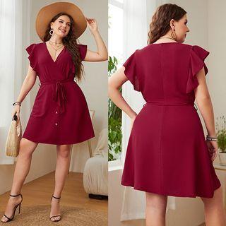 Plus Size Sleeveless Ruffle Mini A-line Dress