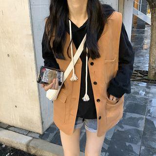 Single-breasted Quilted Lining Vest