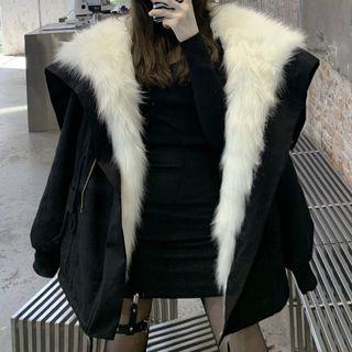 Fluffy Panel Jacket Black - One Size