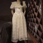 Sailor Collar Lace Midi A-line Dress