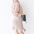 Ruffled-trim Long-sleeved Mermaid Dress