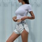 High Waist A-line Split Denim Shorts