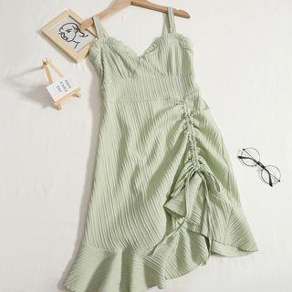 Drawstring V-neck Dress