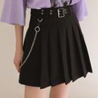Mini A-line Pleated Skirt With Chain