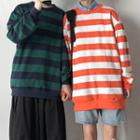 Round-neck Color-block Stripe Sweatshirt