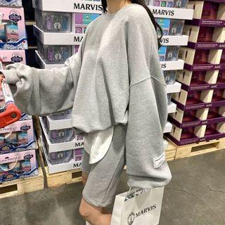 Set: Plain Sweatshirt + Shorts Gray - One Size