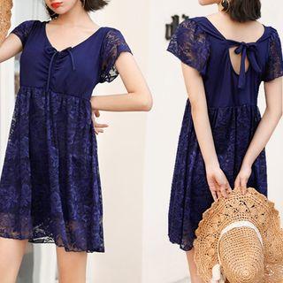 Tie Back Short-sleeve Swimdress