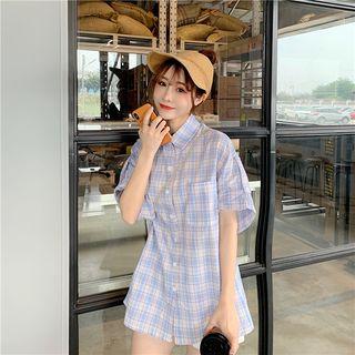 Plaid Loose-fit Short-sleeve Shirt