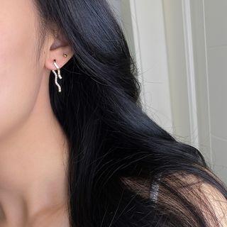 Wavy Rhinestone Alloy Earring 1 Pr - Gold - One Size