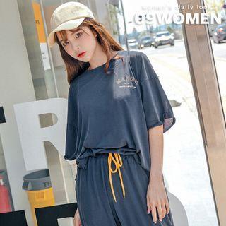 Plus Size Mango Letter T-shirt