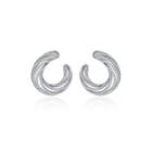 Fashion Simple Geometric Round Stud Earrings With Cubic Zirconia Silver - One Size