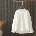 Band-collar Shirt White - One Size