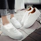Lace-up Faux-leather Platform Sneakers