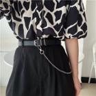 Layered Chained Faux Leather Belt Black - One Size