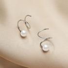 925 Sterling Silver Faux Pearl Swirl Earring 1 Pair - One Size