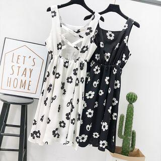 Open-back Flower-print Tank Dress