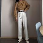 Cropped Pullover / High Waist Straight-cut Jeans