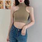 Halter-neck Off-shoulder Cropped Tank Top