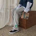 Flower Embroidered Sweatpants