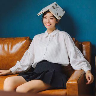 Pinstriped Balloon Sleeve Shirt