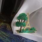 Rhinestone Eiffel Tower & Tree Brooch As Shown In Figure - One Size