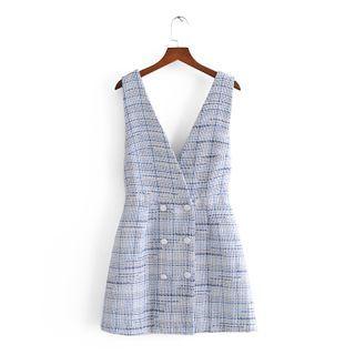 Sleeveless Double Breasted Tweed Dress