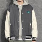 Logo Denim Panel Baseball Jacket