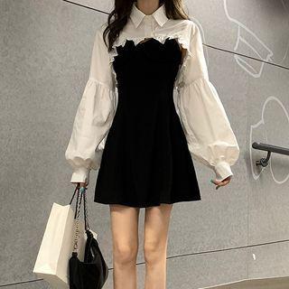 Crop Shirt / Spaghetti Strap Mini A-line Dress