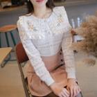 Sailor-collar Embroidered Lace Blouse