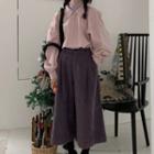 Turtleneck Long-sleeve Top / Lantern-sleeve Blouse / Cropped Wide-leg Pants