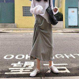 Drawstring Midi A-line Skirt