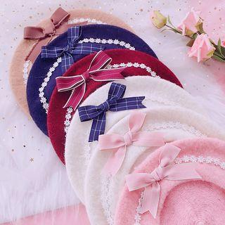 Bow & Lace Detail Beret