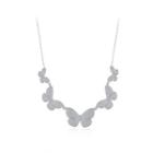 Elegant Bright Butterfly Necklace With Cubic Zirconia Silver - One Size