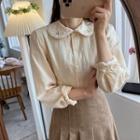 Peter Pan-collar Embroidery Blouse