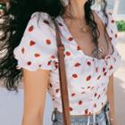 Strawberry Print Cropped Top