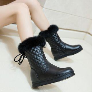 Quilted Hidden Wedge Snow Mid-calf Boots