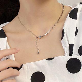 Pearl Eight-pointed Star Necklace Silver - One Size