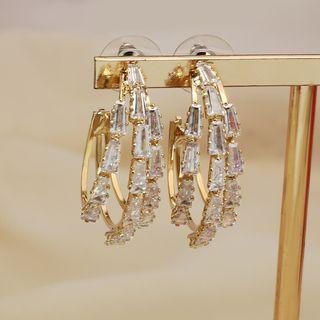 Rhinestone Layered Open Hoop Earring