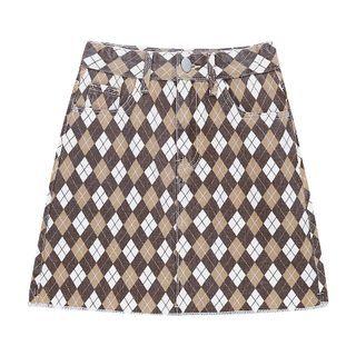 Argyle Denim Skirt