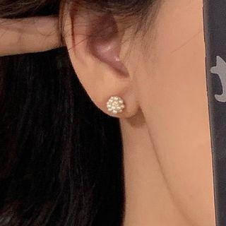 Sterling Silver Faux Pearl Stud Earring 1 Pair - S925 Silver - Pearl White - One Size