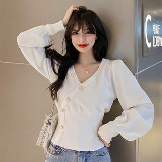 Buttoned Knit Blouse
