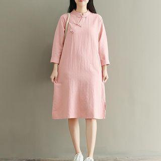 Long-sleeve Asymmetrical Slit-side Dress